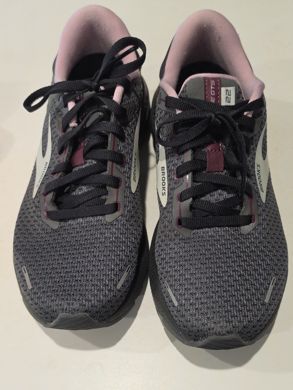 Brooks Women’s Ghost 12 Running Shoes — Gray with Pink